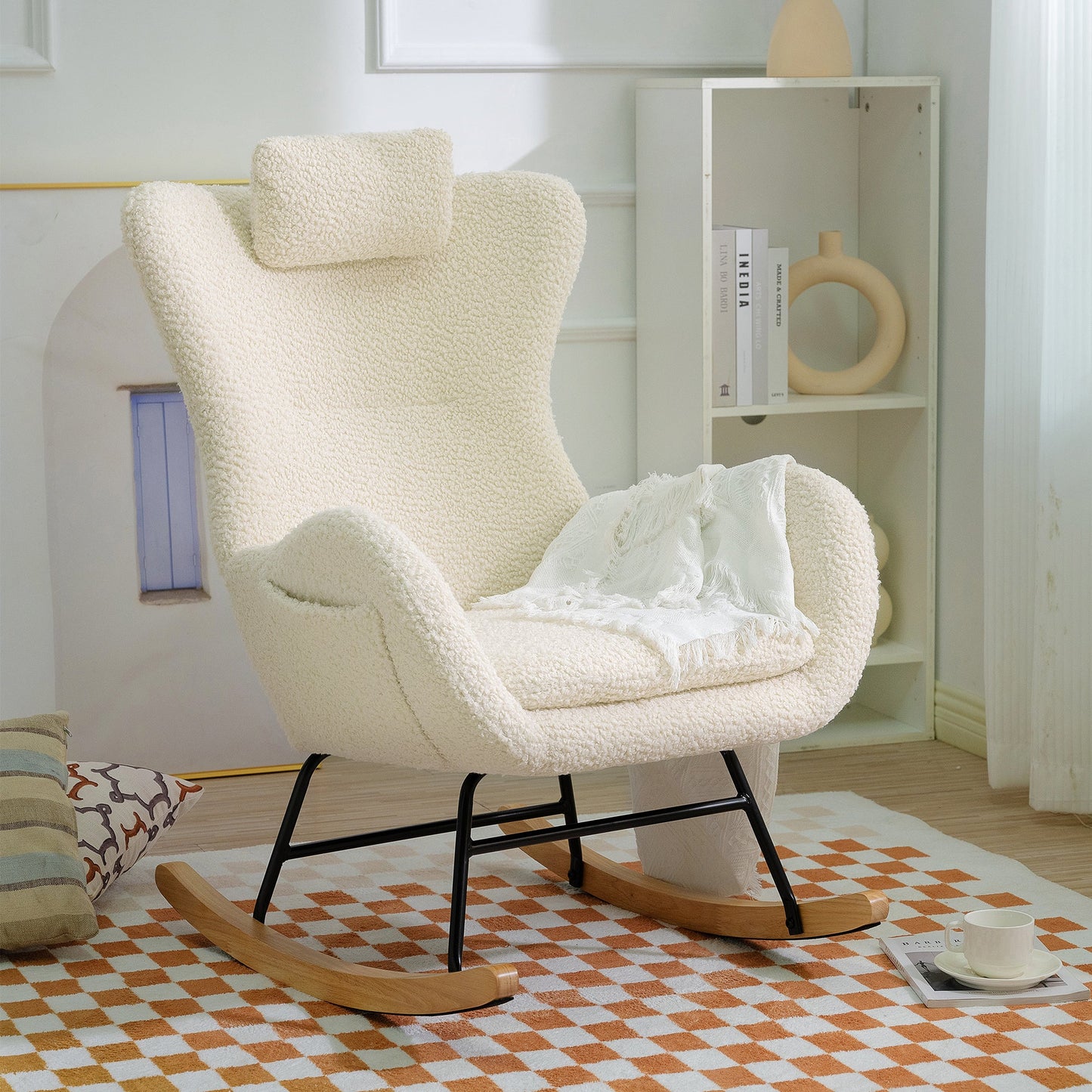 Chaise Berçante Premium en Tissu Cachemire