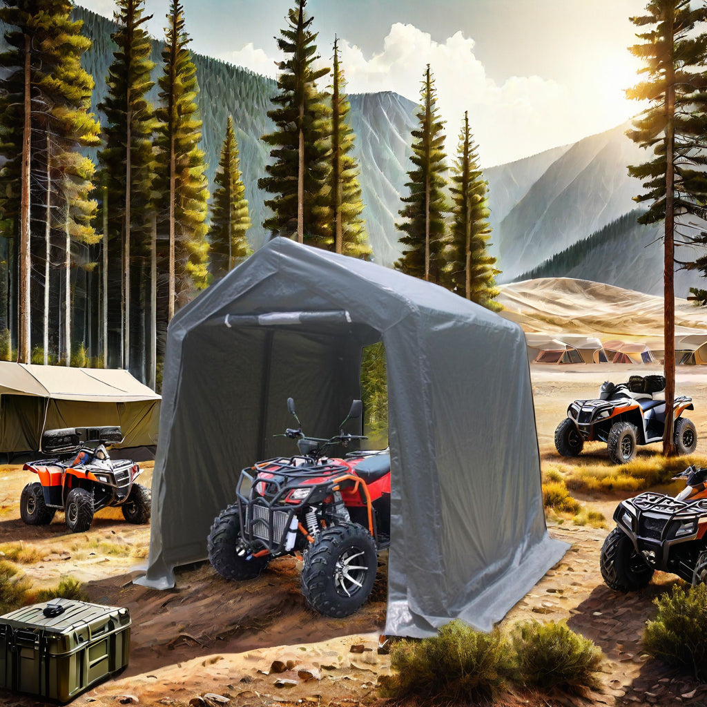 7x12 ft Portable Outdoor Gazebo Storage Shelter with Roll-Up Doors