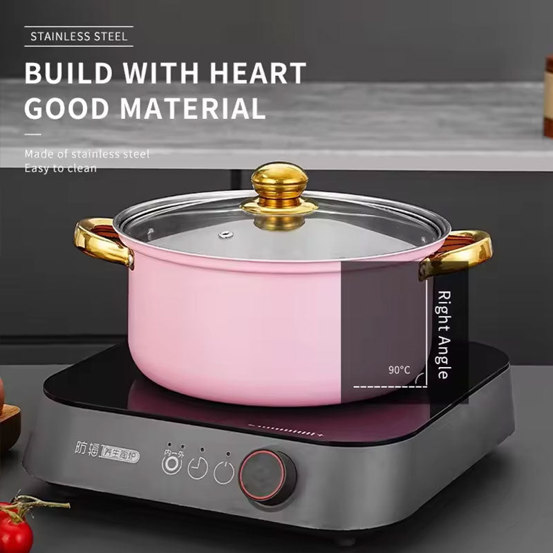 12-Piece Wine Red Non-Stick Stainless Steel Soup Pot Set