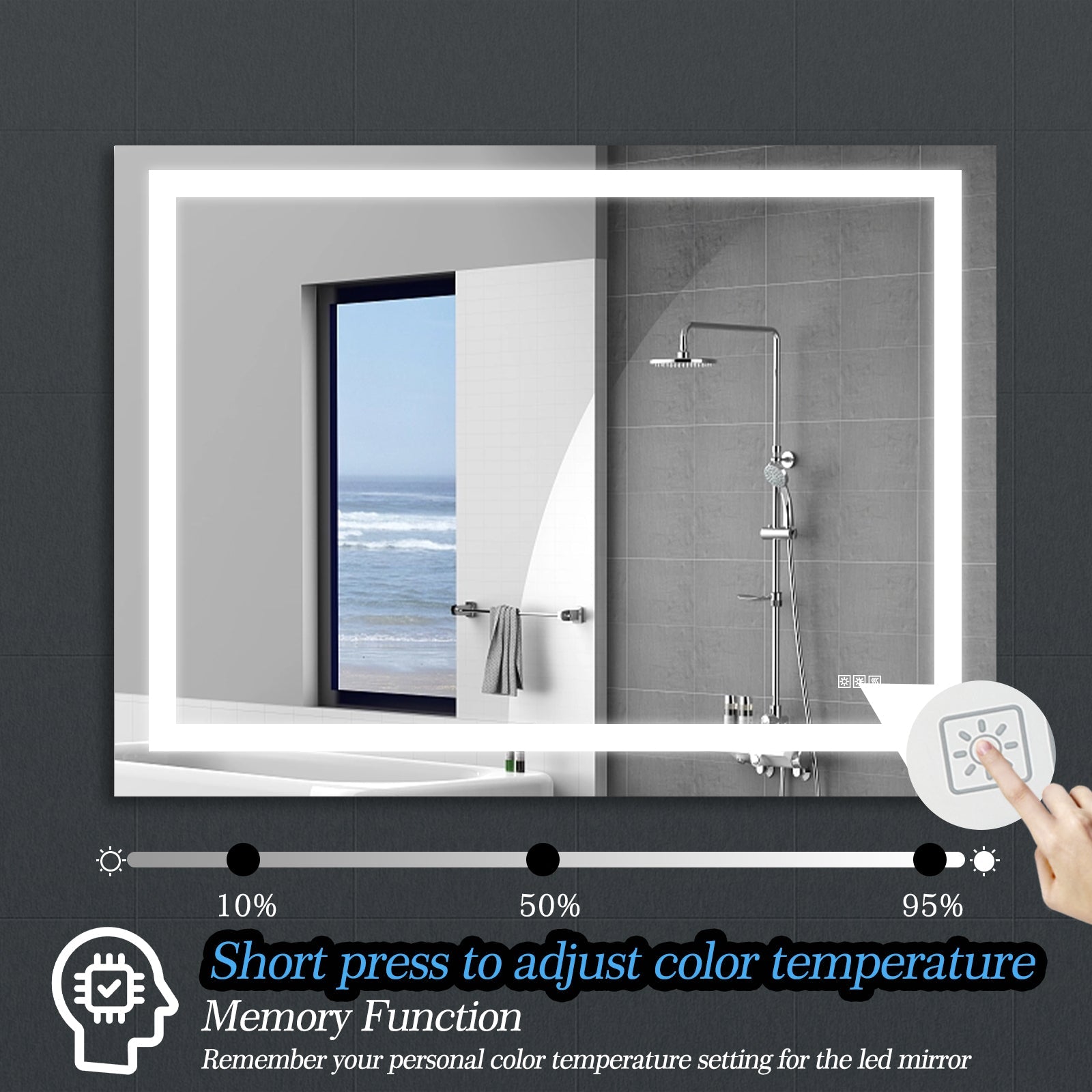 LED Bathroom Mirror 48x 36 Inch with lights, anti-Fog & Dimming Led Bathroom Vanity Mirror - Korvel