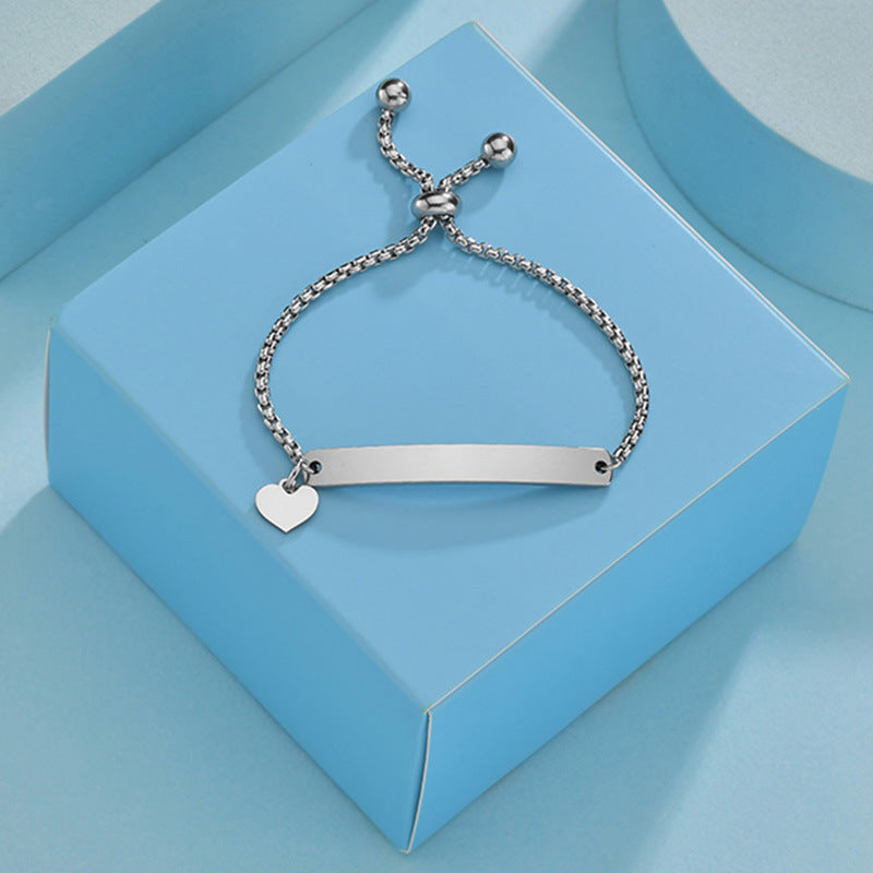 Stainless steel personalized engraved three color curved bracelet simple and personalized women's bracelet - Korvel