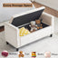 Storage Bench, 44.5-Inch Queen Velvet Button Bedside Bench, Entryway Living Room with Armrests, Nailhead Trim Cream White - Korvel