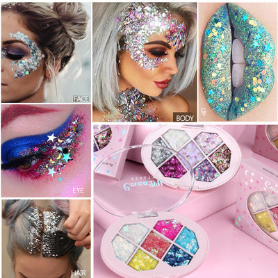 CmaaDu Seven-color glue-free sequins diy eye shadow gel diamond bride children's stage makeup - Korvel