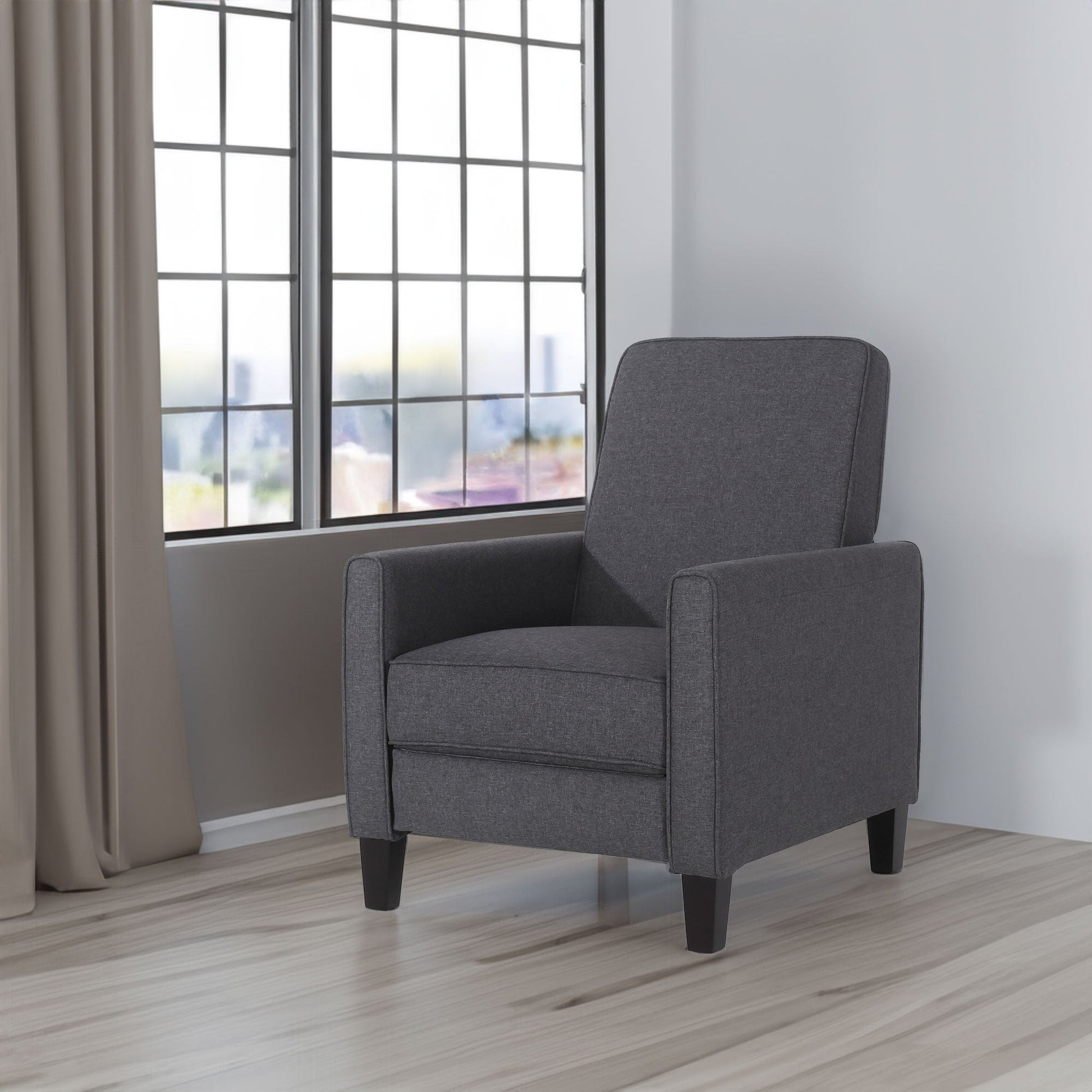 Smoke Fabric Push Back Chair for Elegant Home Décor - Korvel