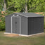 10X8 FT outdoor tool storage shed with metal foundation and lockable door, all-weather metal shed, gray - Korvel