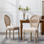 French Style Solid Wood Frame Antique Painting Linen Fabric Rattan Back Dining Chair Set of 2 Cream - Korvel