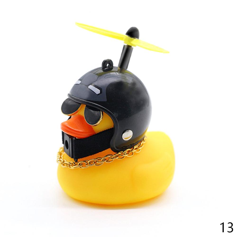 Car Duck with Helmet Broken Wind Small Yellow Duck Road Bike Motor Helmet Riding Cycling Car Accessories Decor Without Lights - Korvel