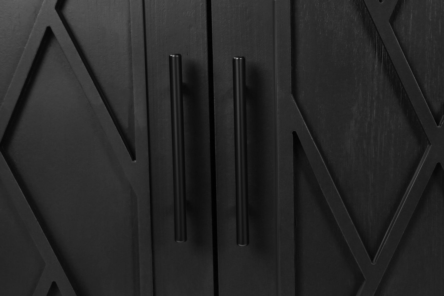 4 Door Wooden Twill Sideboard - Vintage Black & Dark Walnut