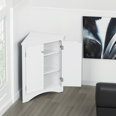 Armoire de rangement triangulaire blanche élégante avec étagères réglables