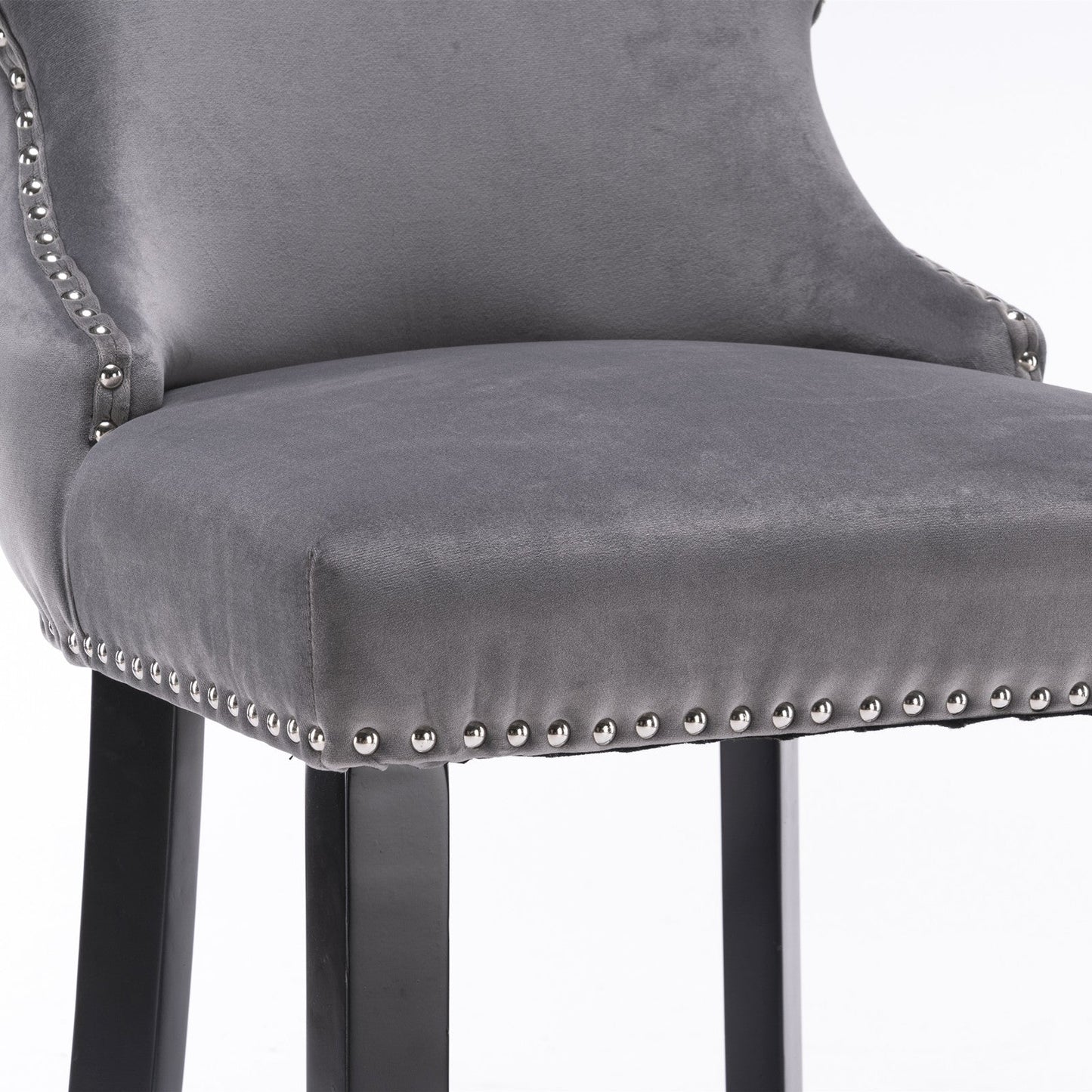Conjunto de Taburetes de Barrotes de Terciopelo Contemporáneo - Gris
