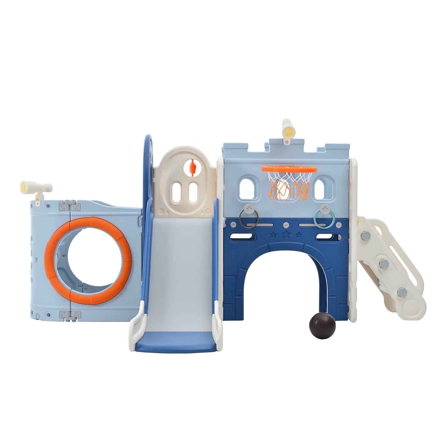 Toddler Pirate Ship Slide Set with Basketball Hoop