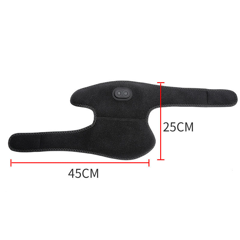 Electric Shoulder Brace Heated Knee Massager Vibration Massage Black Support Strap with Adjustable - Korvel