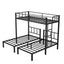 Twin over Twin & Twin Bunk Beds for 3, Twin XL over Twin & Twin Bunk Bed Metal Triple Bunk Bed, Black - Korvel