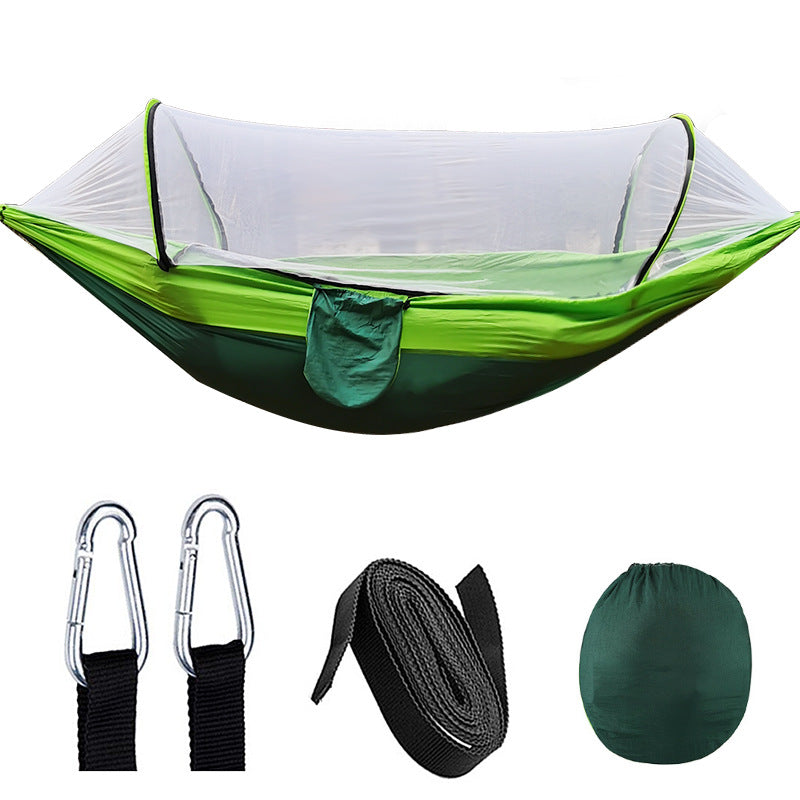Automatic Quick Opening Mosquito Net Hammock Outdoor Camping Pole Mosquito Net Hammock Anti Roll Nylon Hammock - Korvel