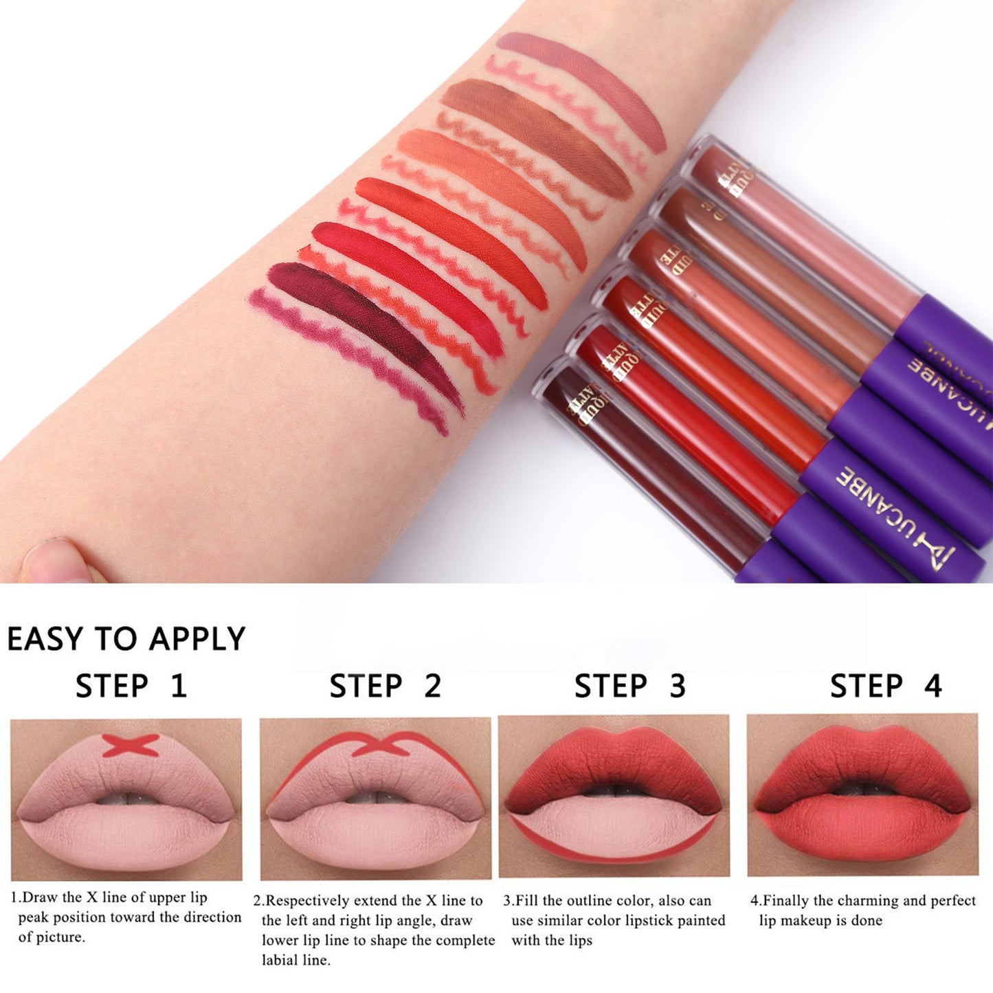 UCANBE Matte Lip Glaze + Lip Liner + Primer Set of 13 Packs - Korvel