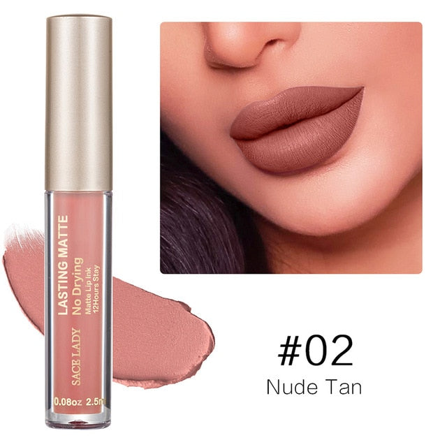 Make Up Waterproof Nude Lipstick Long Lasting Liquid Matte Lipstick Kit Lip Gloss Cosmetics Lipgloss Lip Makeup - Korvel