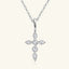 925 Sterling Silver Moissanite Cross Pendant Necklace - Korvel