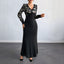 Sexy Retro Lace Splicing Long Sleeve V-neck Dress for Evening and Date - Korvel