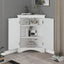 Elegante gabinete de almacenamiento triangular blanco con estantes ajustables