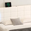 Queen Size Upholstered Bed with LED Lights Hydraulic Storage System and USB Charging Station White - Korvel