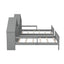 Double Twin Size Platform Bed with House-shaped Headboard and a Built-in Nightstand  Grey - Korvel