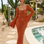 Openwork Square Neck Flare Sleeve Cover-Up Dress - Korvel