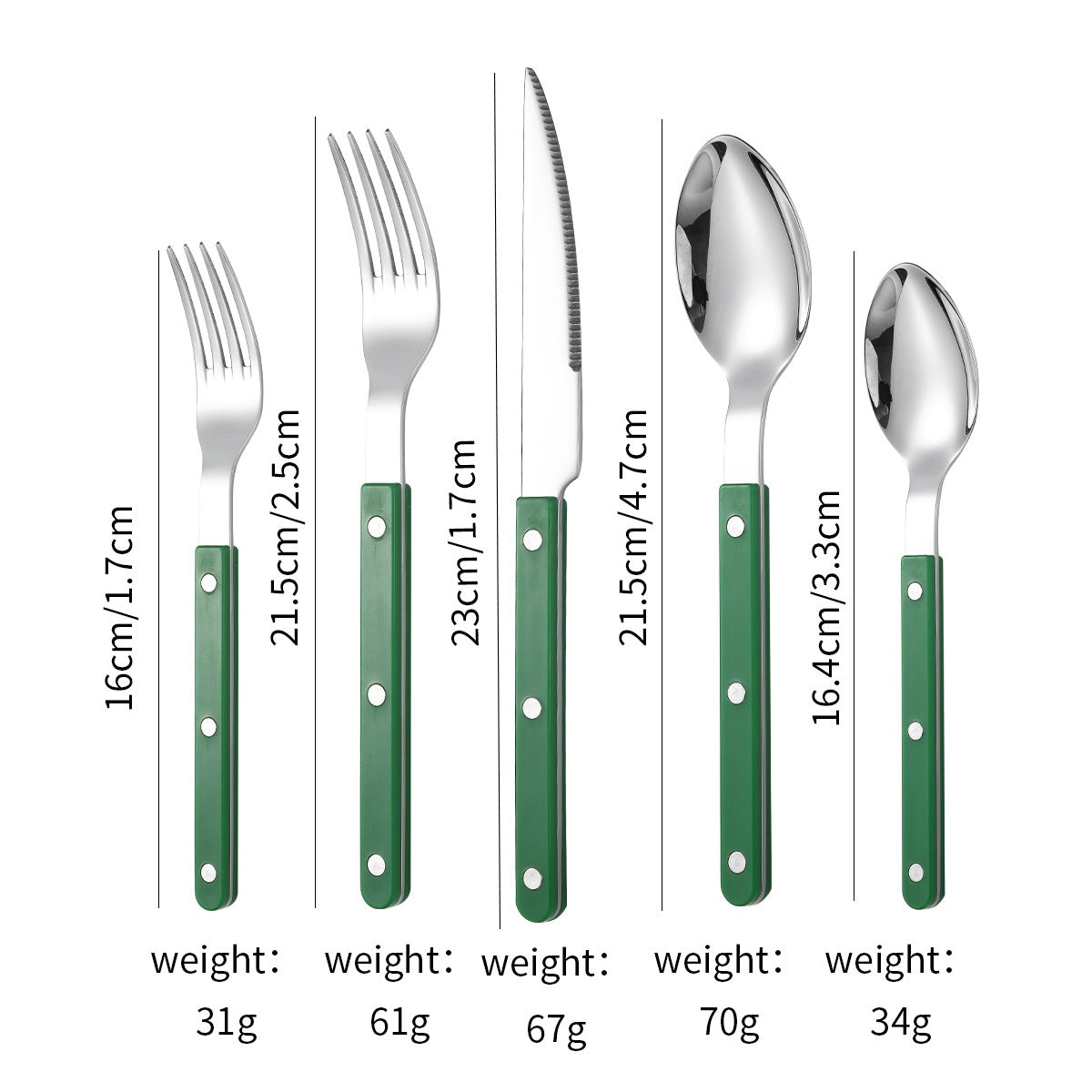 French Rivet ABS Handle Hotel Western Tableware Steak Knife Butter Knife Set - Korvel