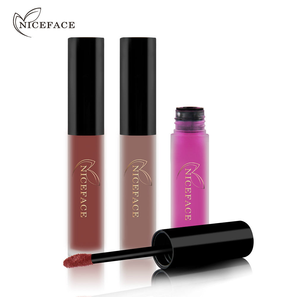 NICEFACE Matte Lip Glaze Does Not Fade And Does Not Stick To Cup Lip Gloss Non-Moisturizing Lipstick Orange - Korvel