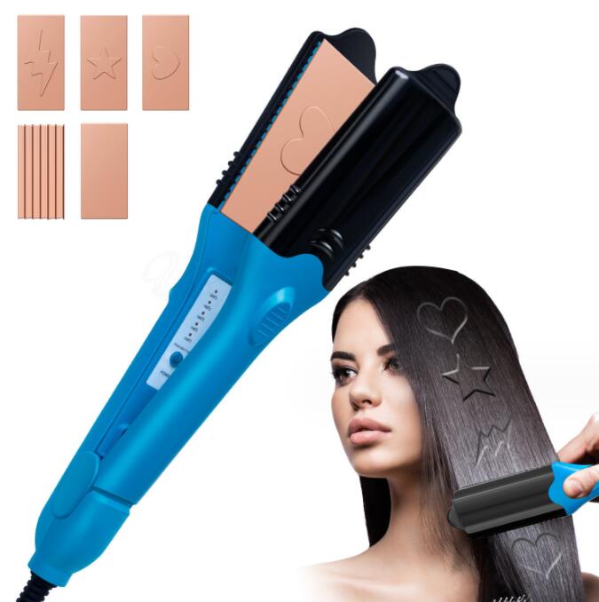 3D hair imprinting  3D Hair Press Iron Hair Straightener Electric Straightening Curling Imprinting 3D Hair Crimper - Korvel