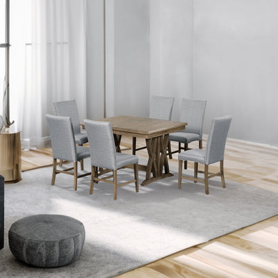 TOPMAX Mid Century Solid Wood 7-Piece Dining Table Set
