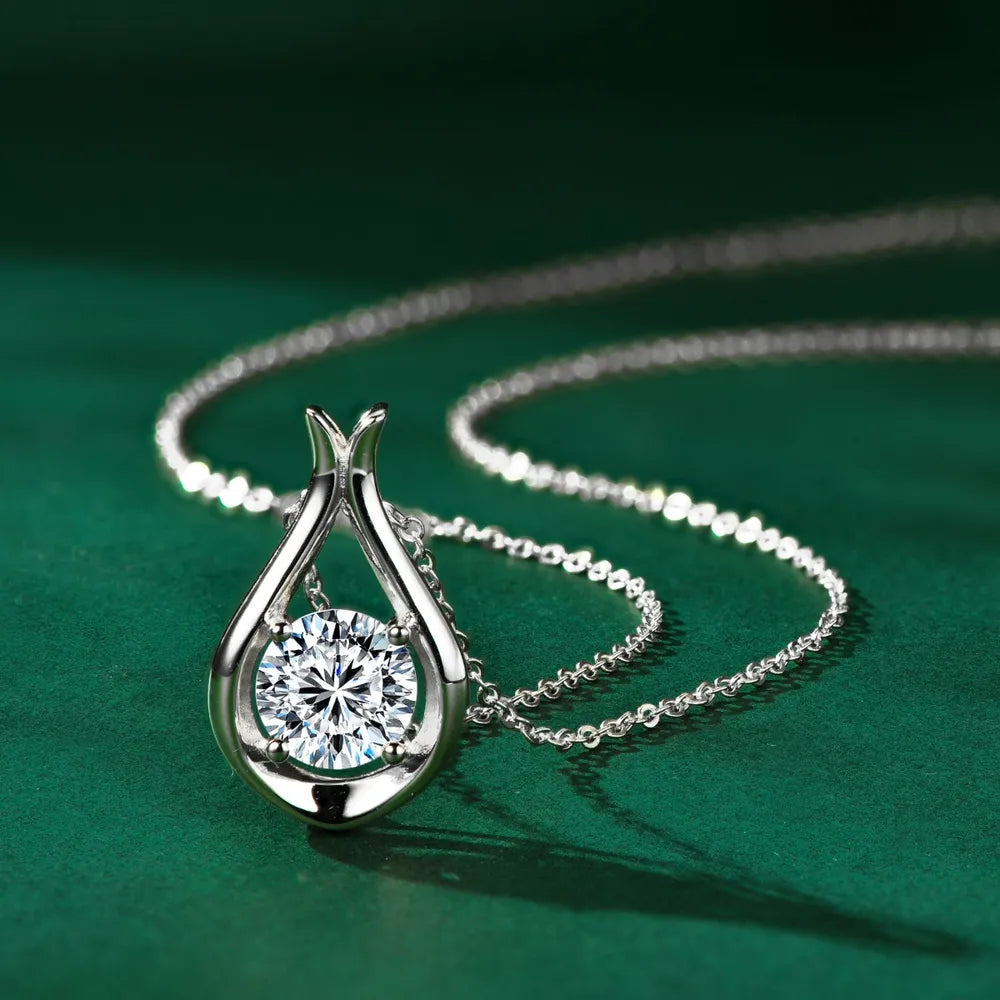 2 Carat Moissanite 925 Sterling Silver Pendant Necklace - Korvel