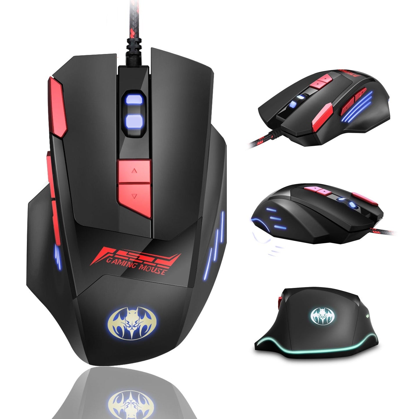 Illuminated USB Wired Optical Gaming Mouse with 8 Buttons
