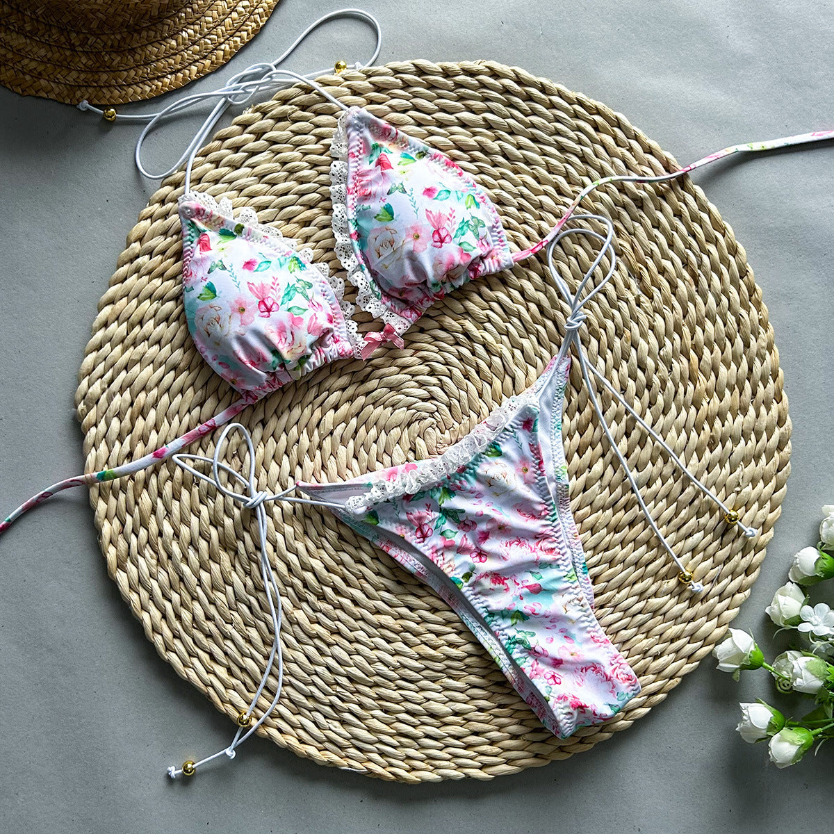 Elegant Lace-Up Split Bikini for Women