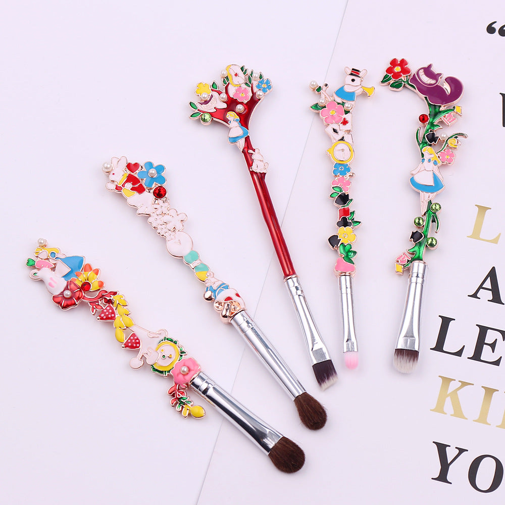5 pcs Alice Makeup Brushes Design Horsehair Contouring Eyeshadow Brush Eyebrow Brush Lip Brush Beauty Tool - Korvel