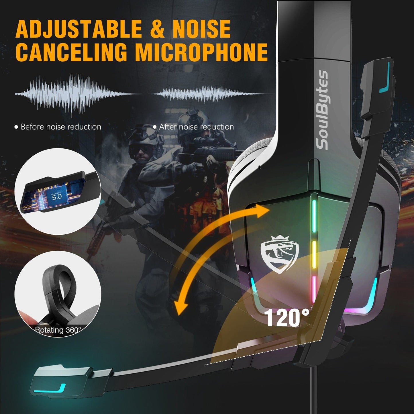 S12 Wired RGB Gaming Headset for PS4