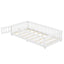 Twin Size Bed Floor Bed with Safety Guardrails and Door for Kids, White - Korvel
