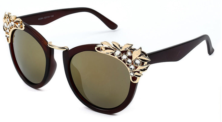 Fashion Luxury Rhinestone Cat Eye Sunglasses Women Brand Designer Mirror Lens Eyewear Men Sun Glasses Shades UV400 Oculos - Korvel