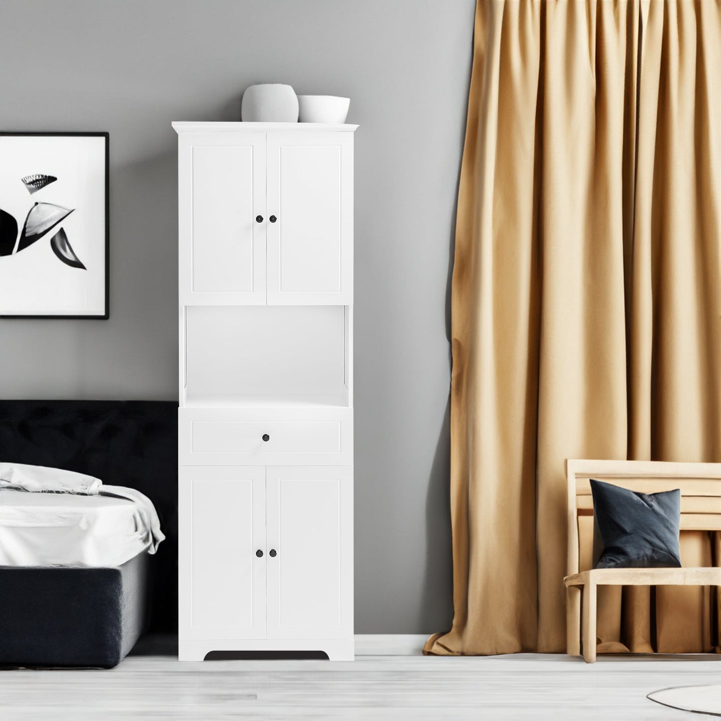 Elegant Tall Bathroom Cabinet with Ample Storage Space