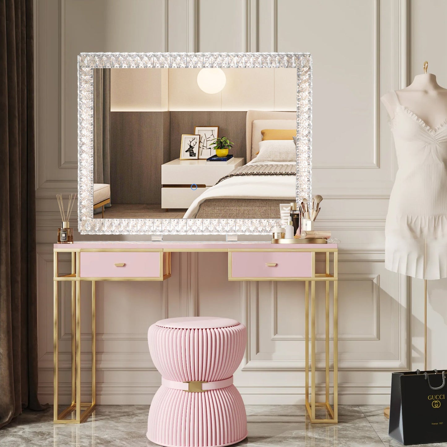 Lumière de miroir en cristal LED avec fonctionnalité dimmable
