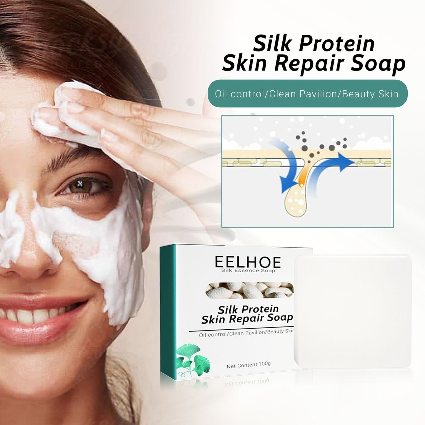 EELHOE Silk Goat Milk Hand Soap Deep Cleansing&Repairing Skin Moisturizing&Tender Silk Goat Milk Cleansing Soap - Korvel