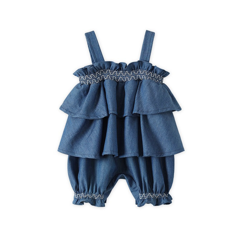 Children's Sling Jumpsuit Summer Netflix Models Baby Fake Two Pieces Harness Crawling Clothes Female Baby A Class Clothes - Korvel
