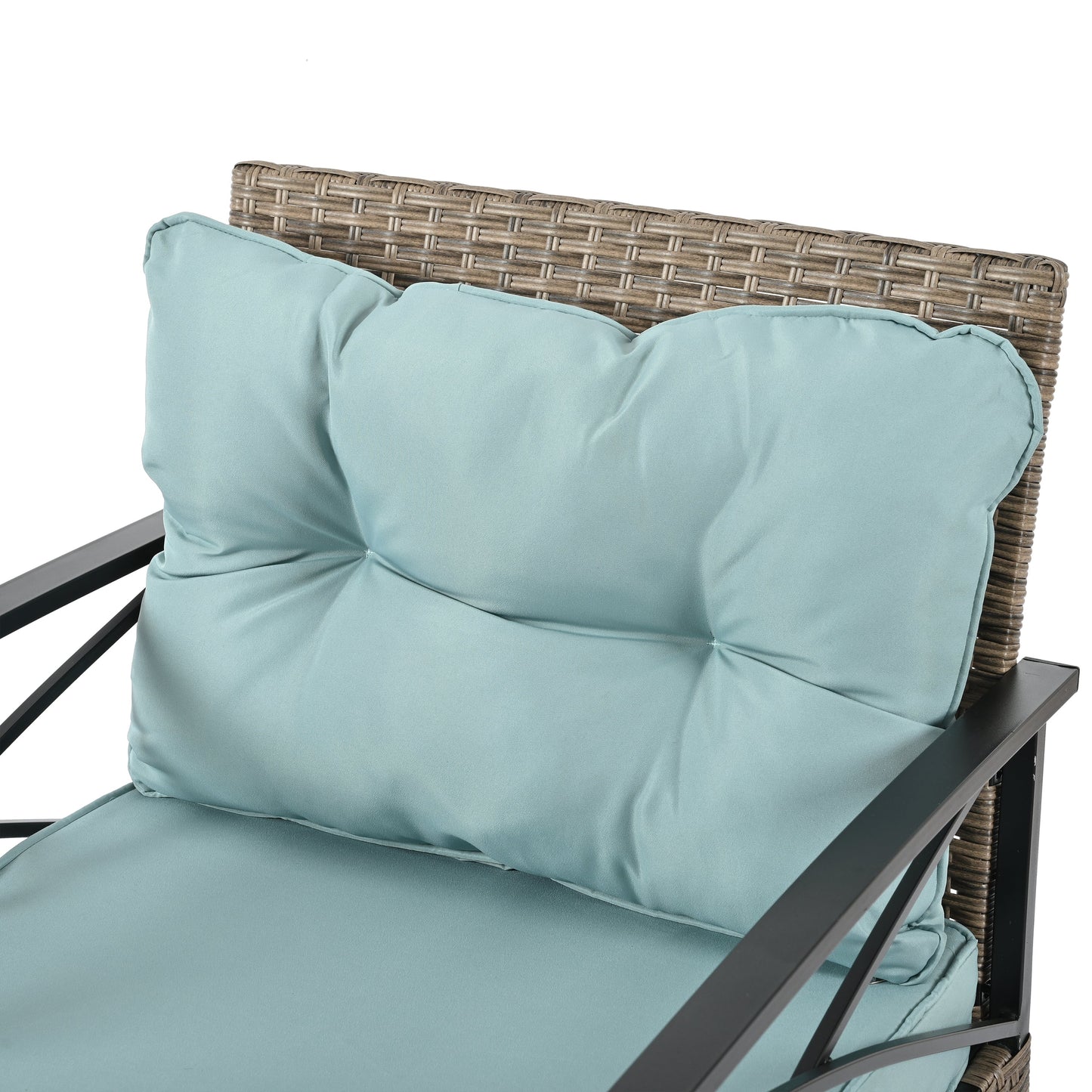 Conjunto de Muebles de Wicker para Exterior Premium con Mesa de Metal Negra