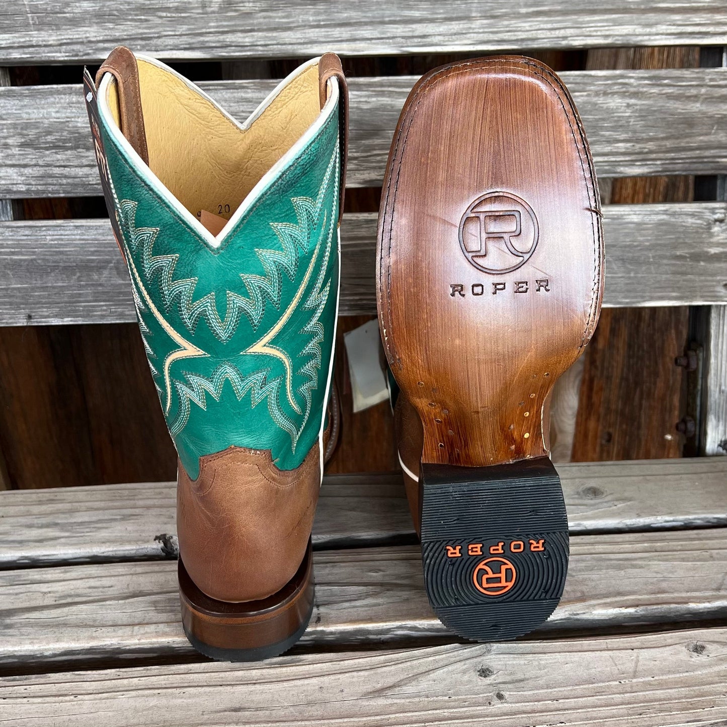 Green Cowboy Roper Boots for Men - Handcrafted Quality - Korvel