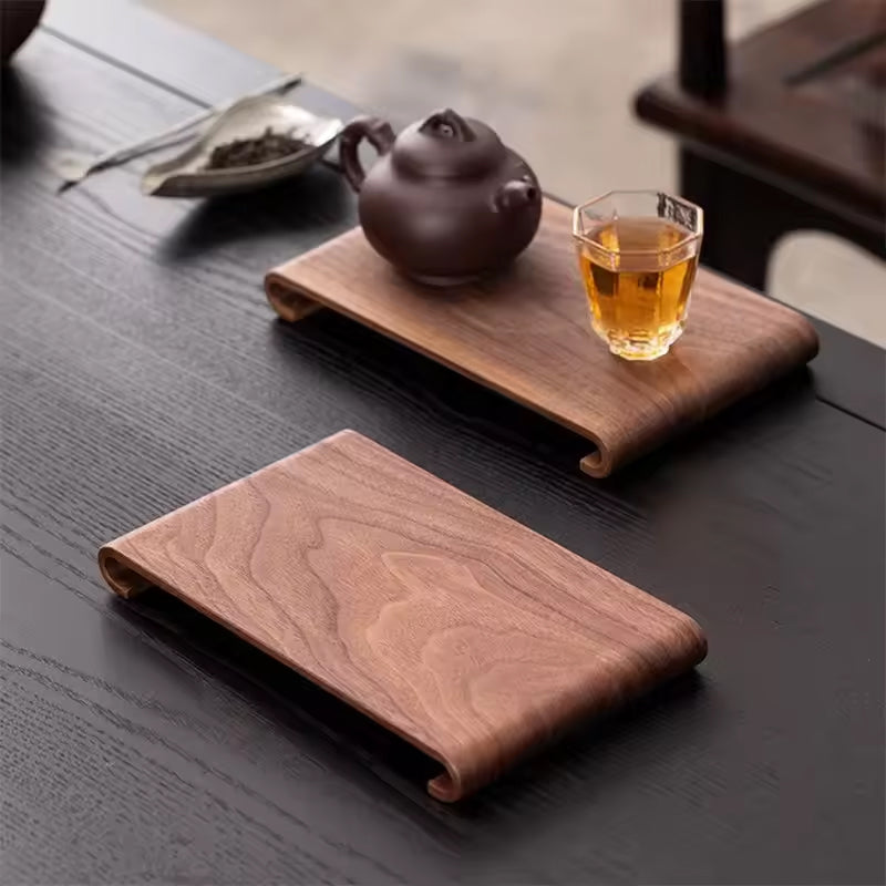 Retro - style Walnut Tea Tray, Wooden Soap - scented Candle Holder, Household Grocery Desktop Storage Box & Decorative Plate - Korvel