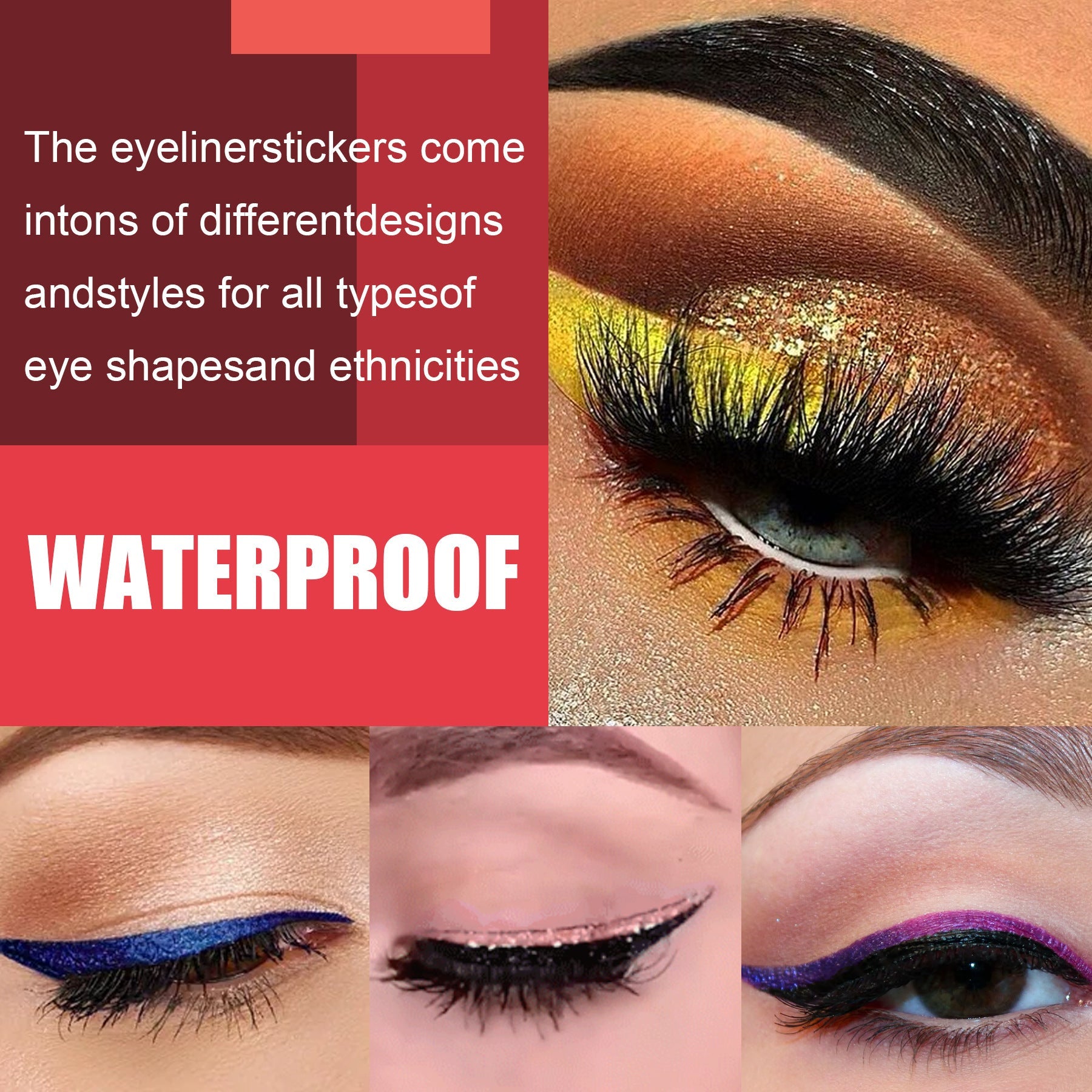 New Glitter Self-Adhesive Eyeliner Eyeshadow Sticker Double Eyelid False Eyelashes Waterproof Party Eye Makeup Sticker - Korvel
