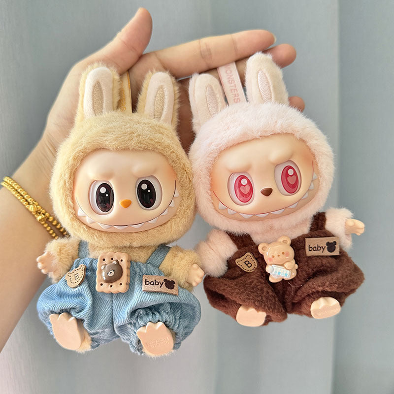 [Clothes Only] 1st/2nd generation Labubu clothes pendant Labubu sitting party baby clothes teddy bear suspenders cute pants - Korvel