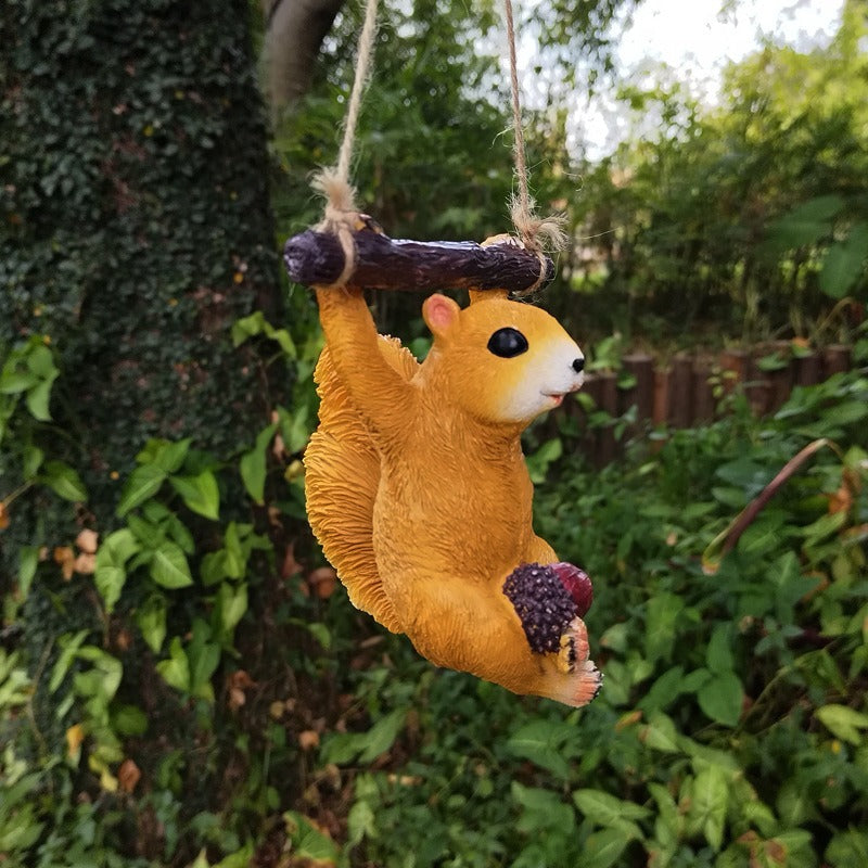 Charming Squirrel Resin Pendant for Garden Decor