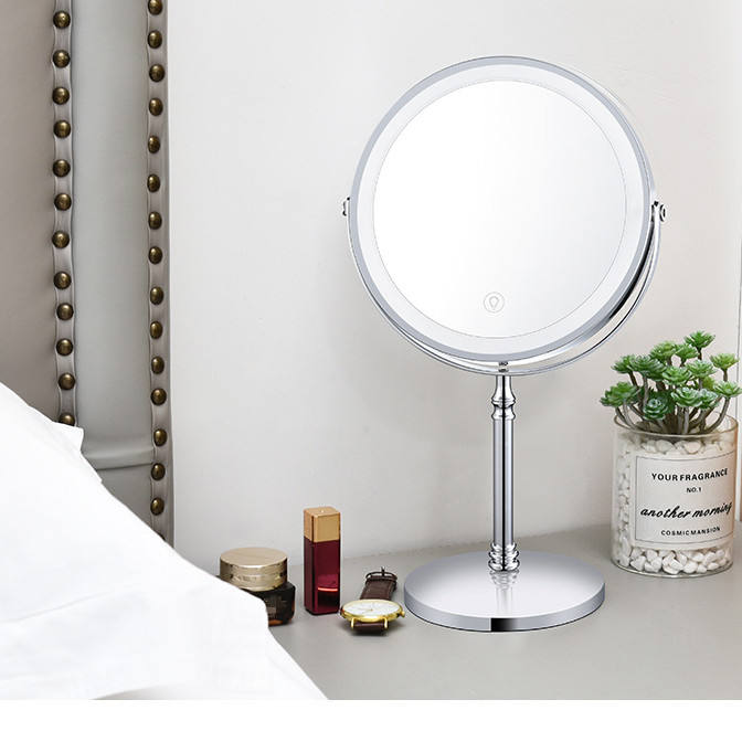 Dual-Sided 8" USB Rechargeable Vanity Makeup Mirror with Lights