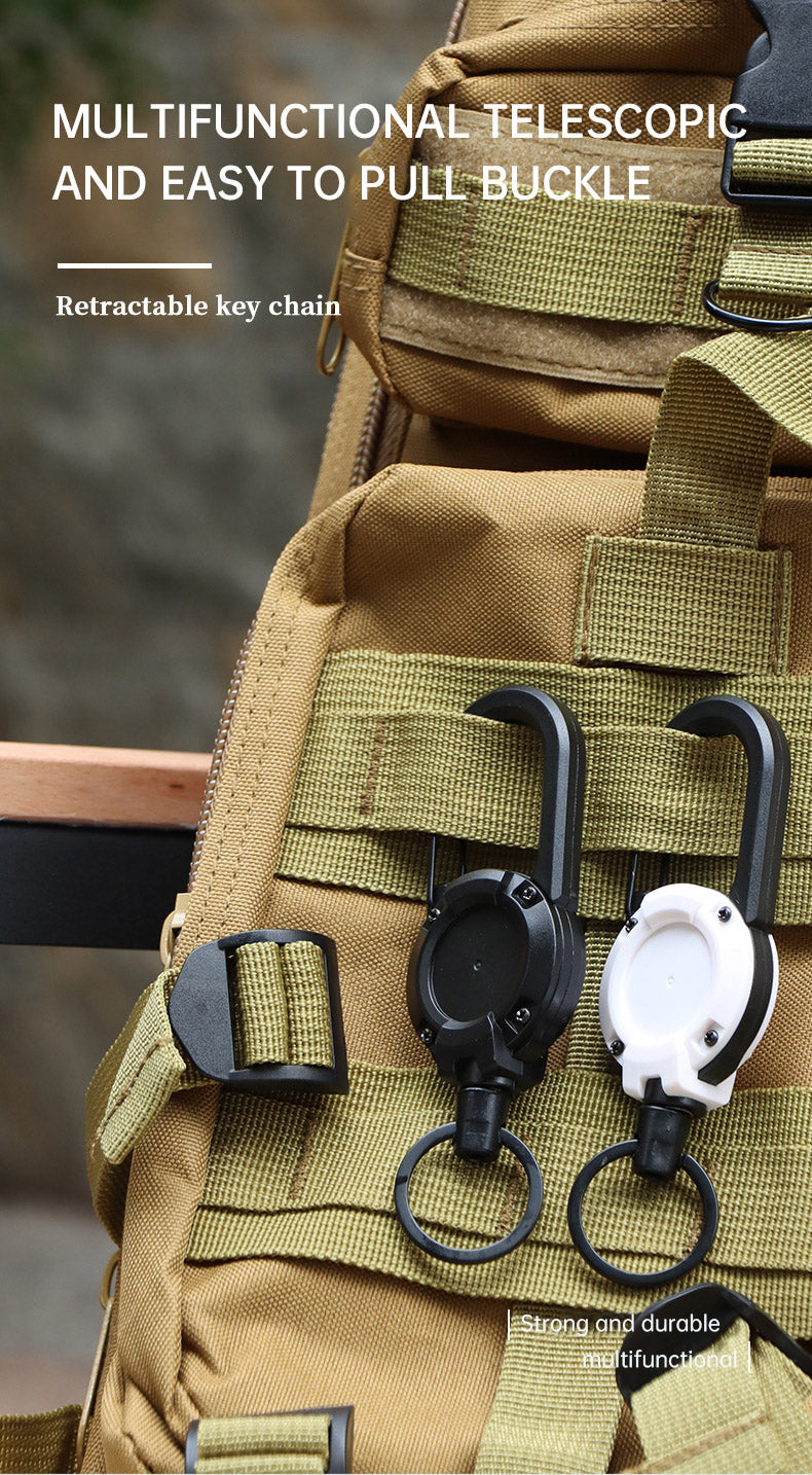 New Outdoor Automatic Retractable Wire Rope Luya Anti-theft Tactical Keychain Telescopic Keychain Retractable Hook Tool - Korvel