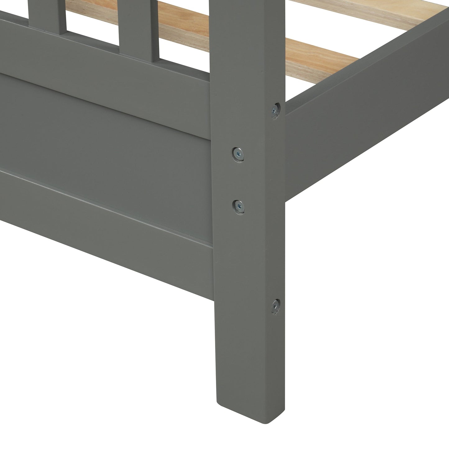 Wood Platform Bed with Headboard and Footboard  Full (Gray) - Korvel